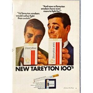 Tareyton 100's Filter Cigarettes "More to fight for: Black Eye"Playboy  Print Ad